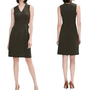 M.M. Lafleur Sleeveless V-neck Career Dress Green 10
